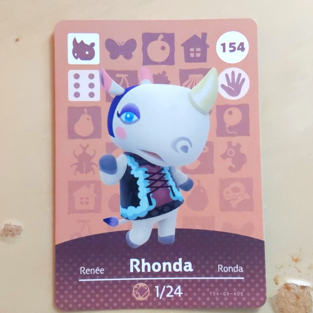 Animal Crossing Rhonda Amiibo Card ACNH
